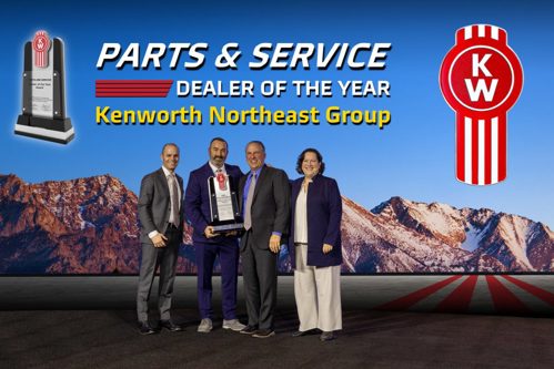 Kenworth Northeast Group receiving the 2023 Kenworth Parts and Service Dealer of the Year award